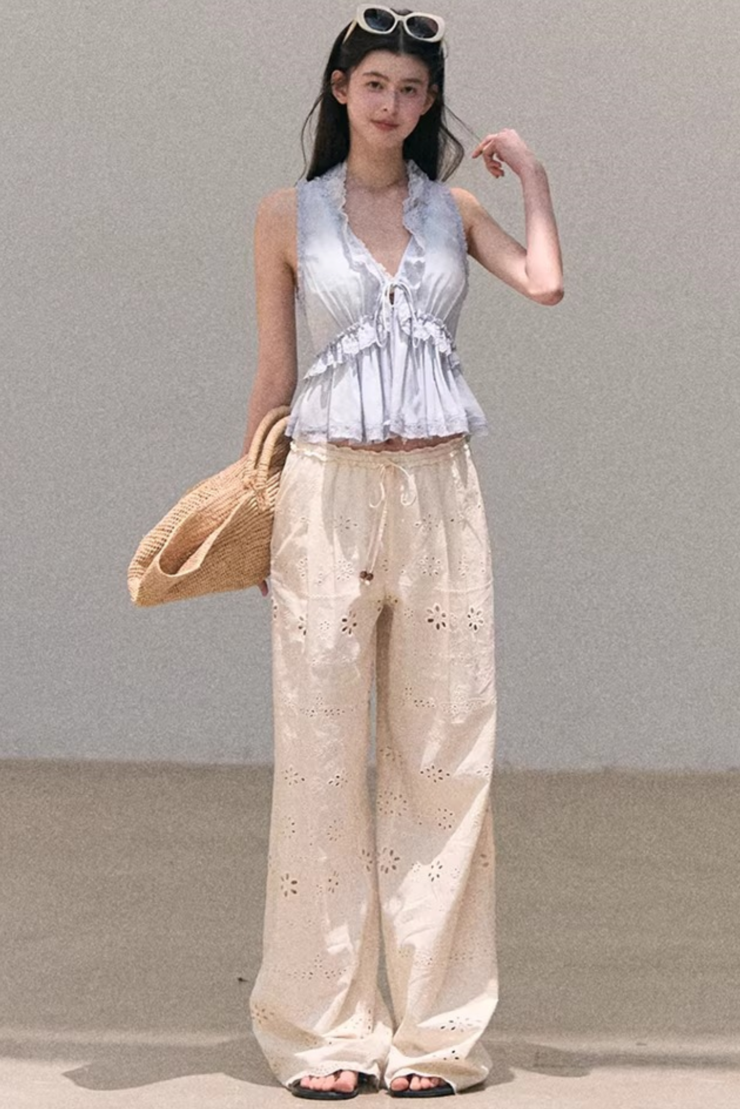 Custom-Dyed Lace Silk Top