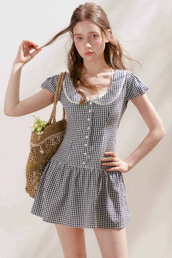 Lyocell French Lace Plaid Dress Set-Up