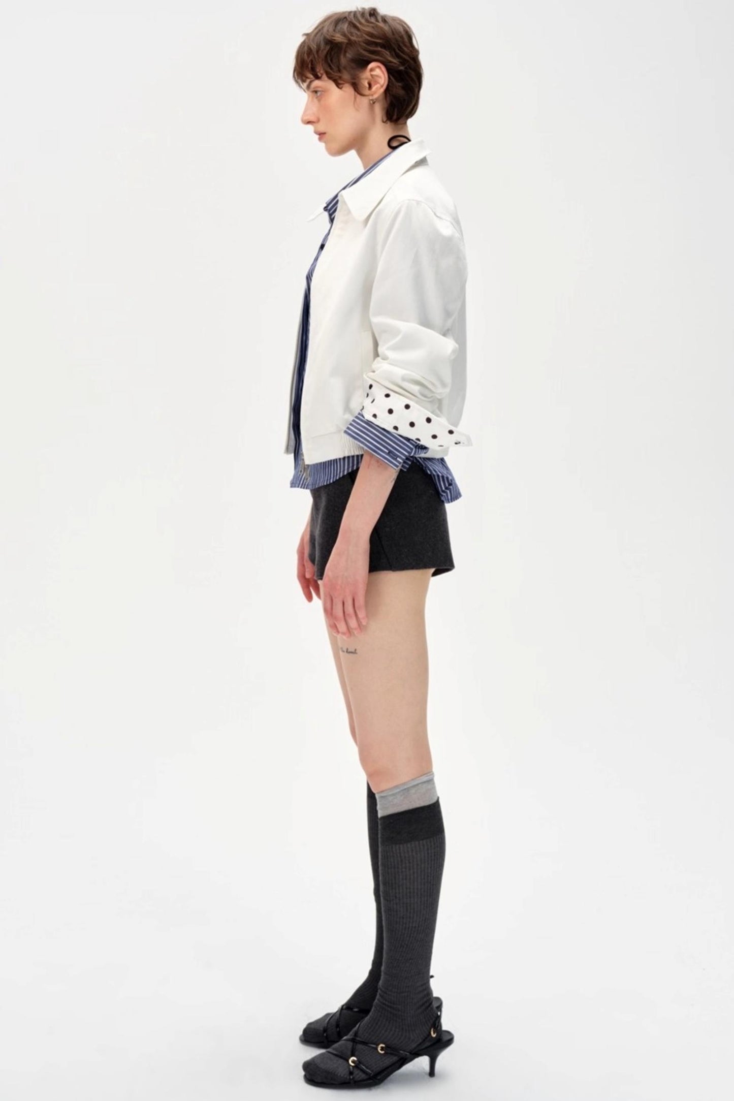 Color-Blocked High-Waisted Suede Shorts