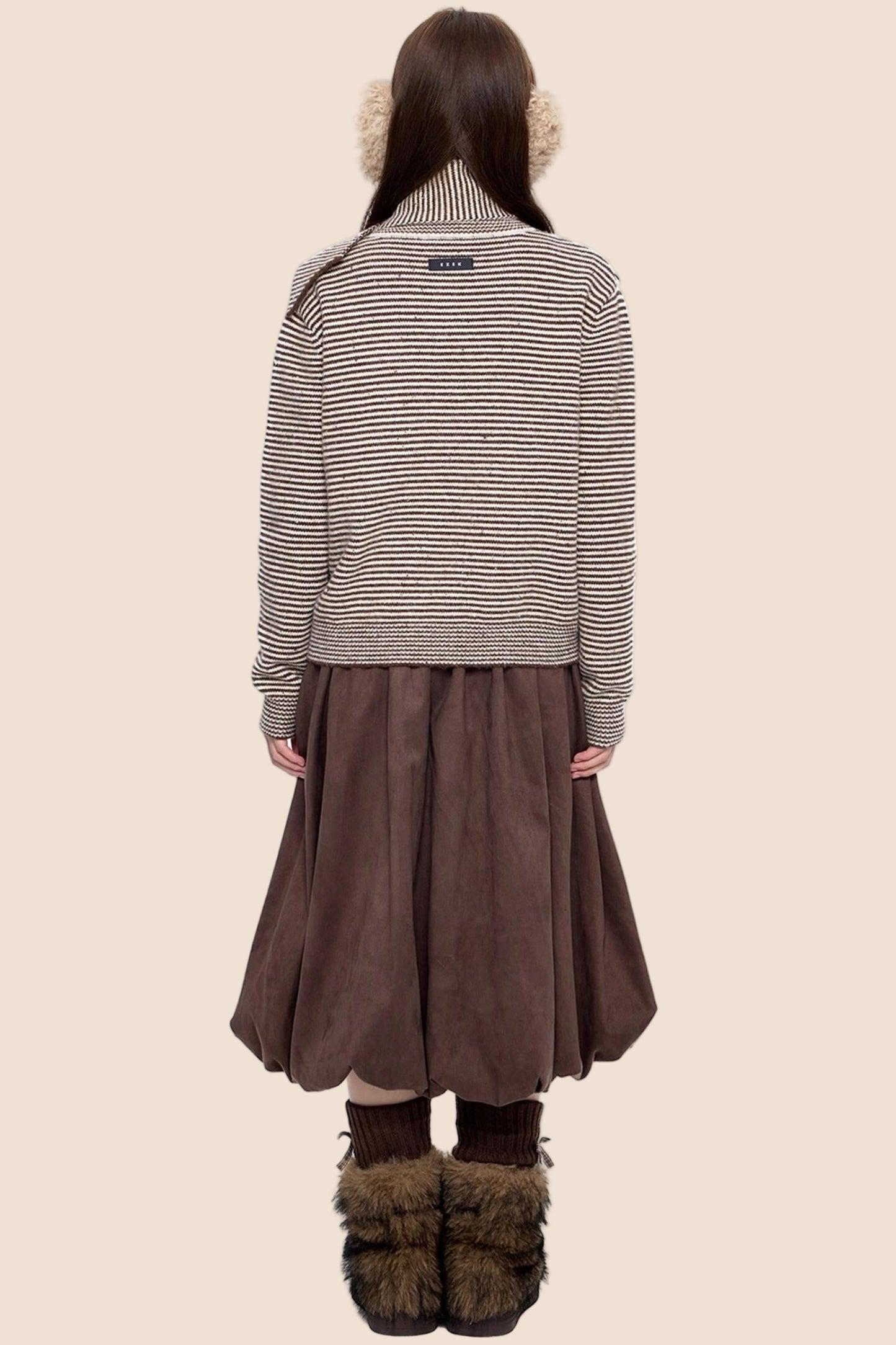 Lazy Striped Knit Cardigan Sweater