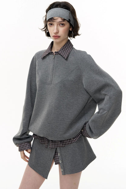 Patchwork Pullover Sweatshirt Set-Up
