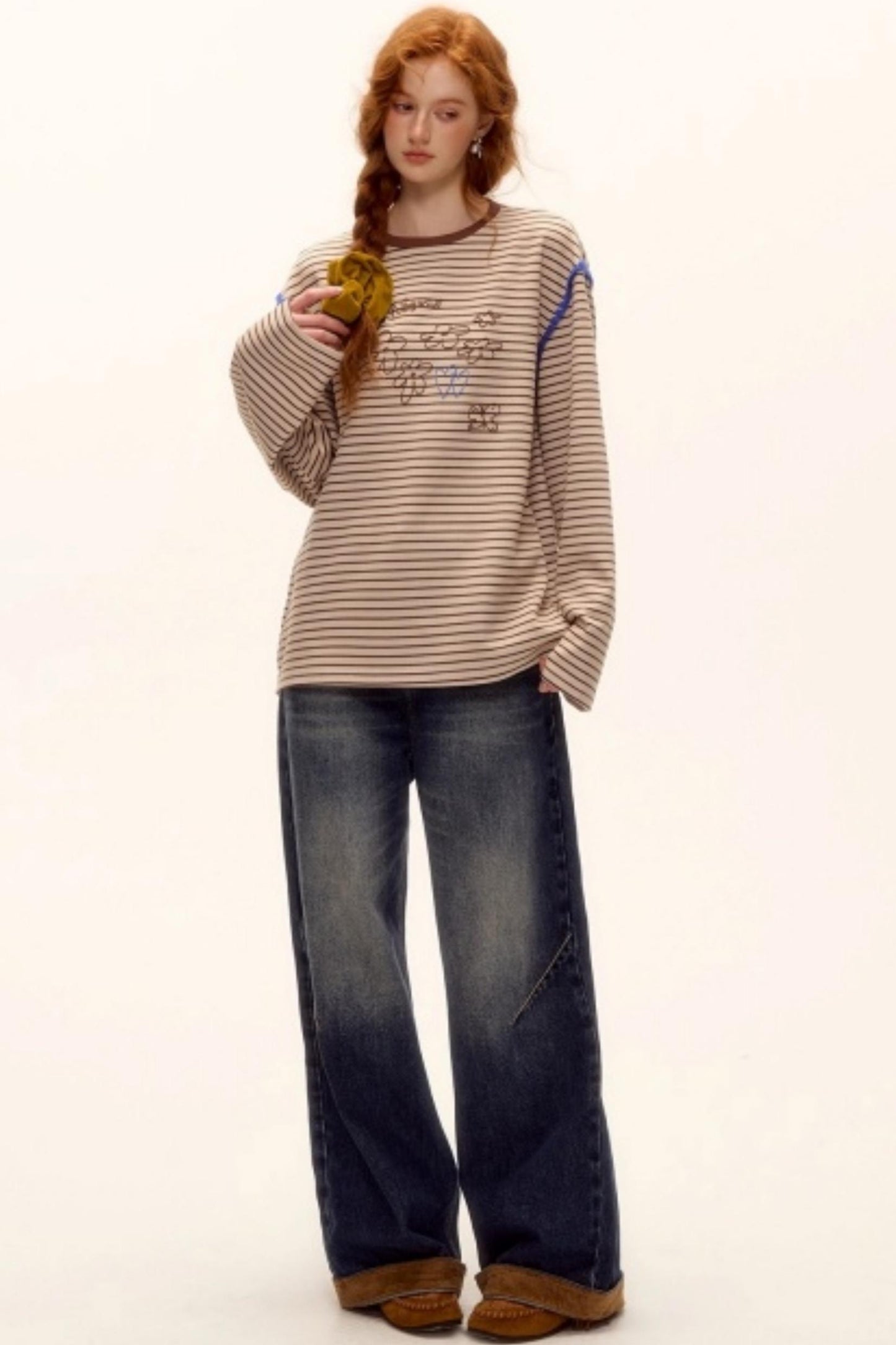 Striped Bead Embroidery Top