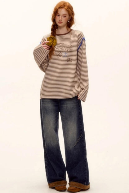 Striped Bead Embroidery Top