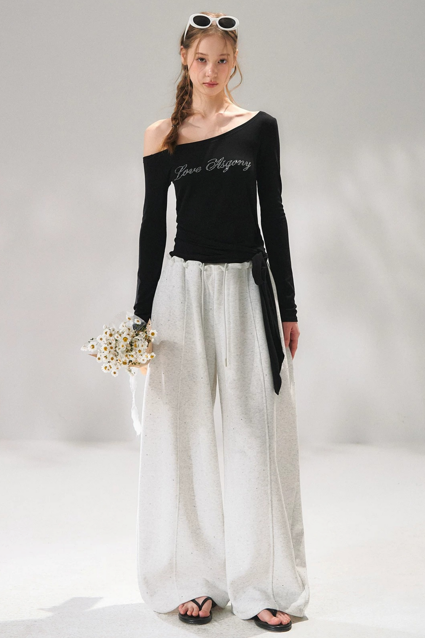 Rhinestone Embellished One-Shoulder Top