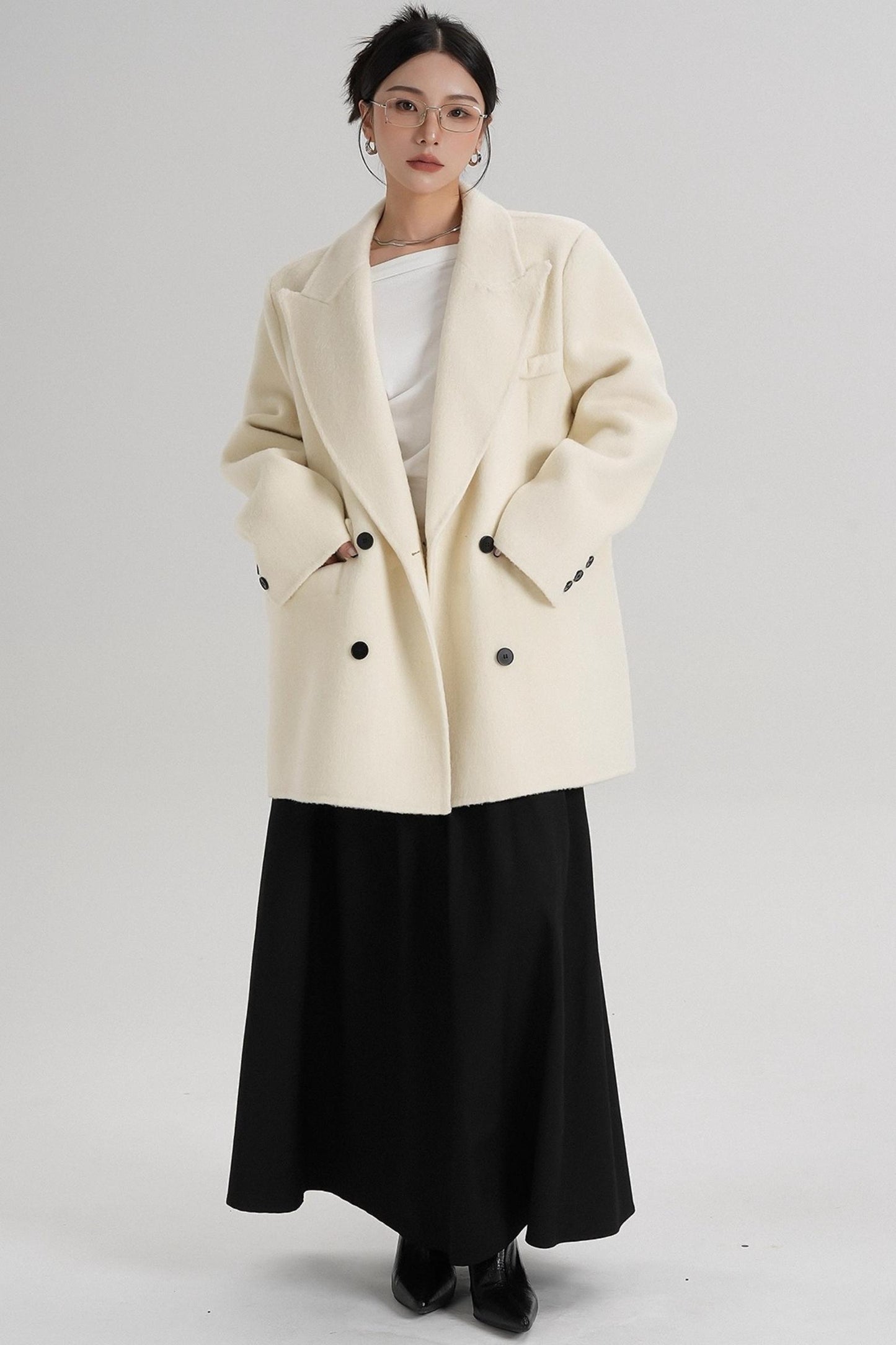 Medium-Length Temperament Wool Coat
