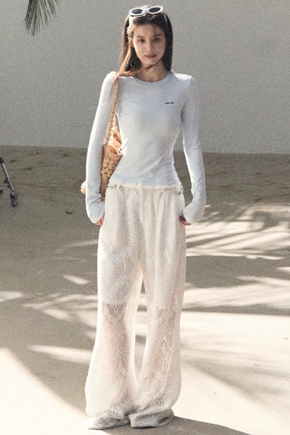 Hollow Crochet Lace Pants