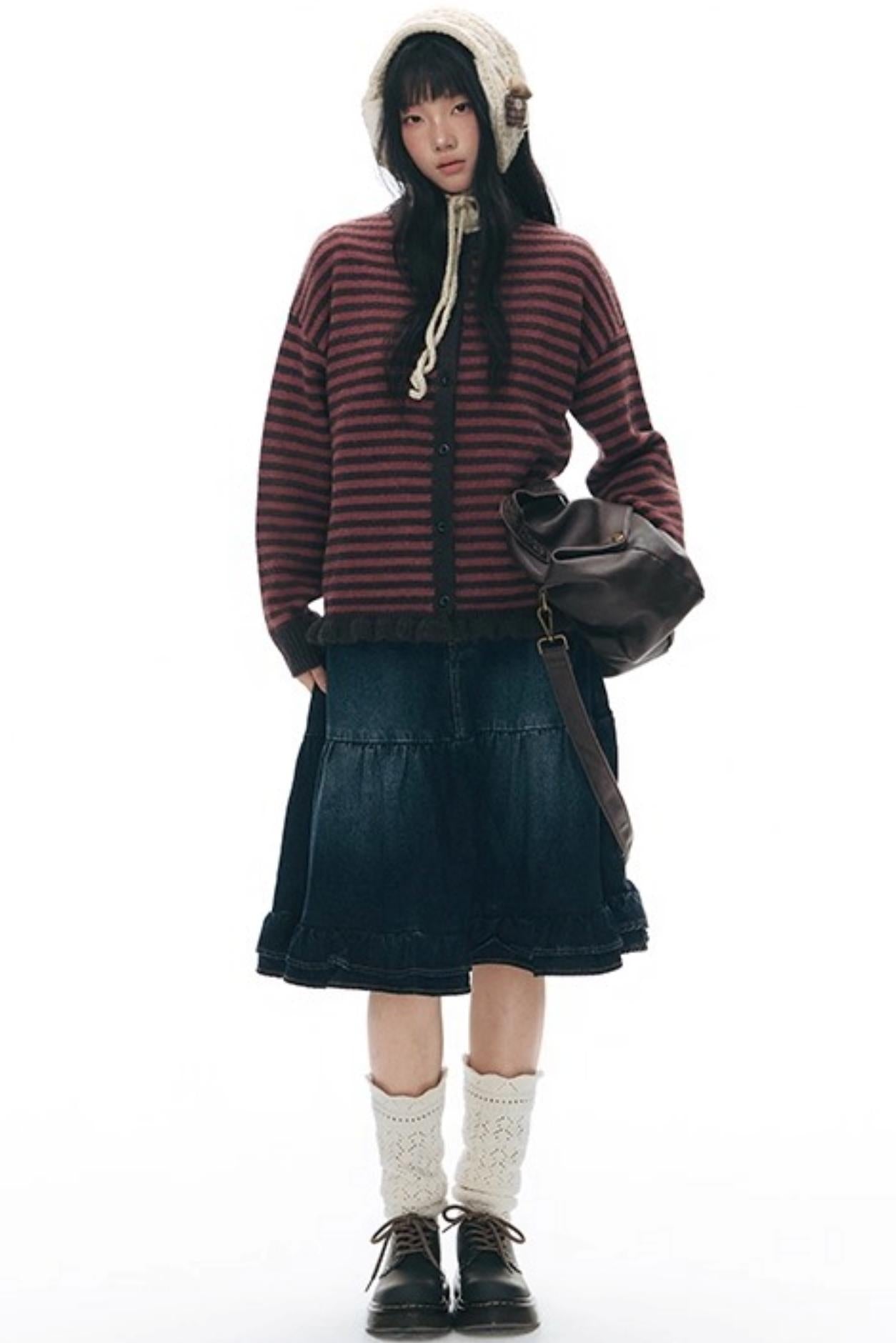 Vintage Striped Sweater Cardigan