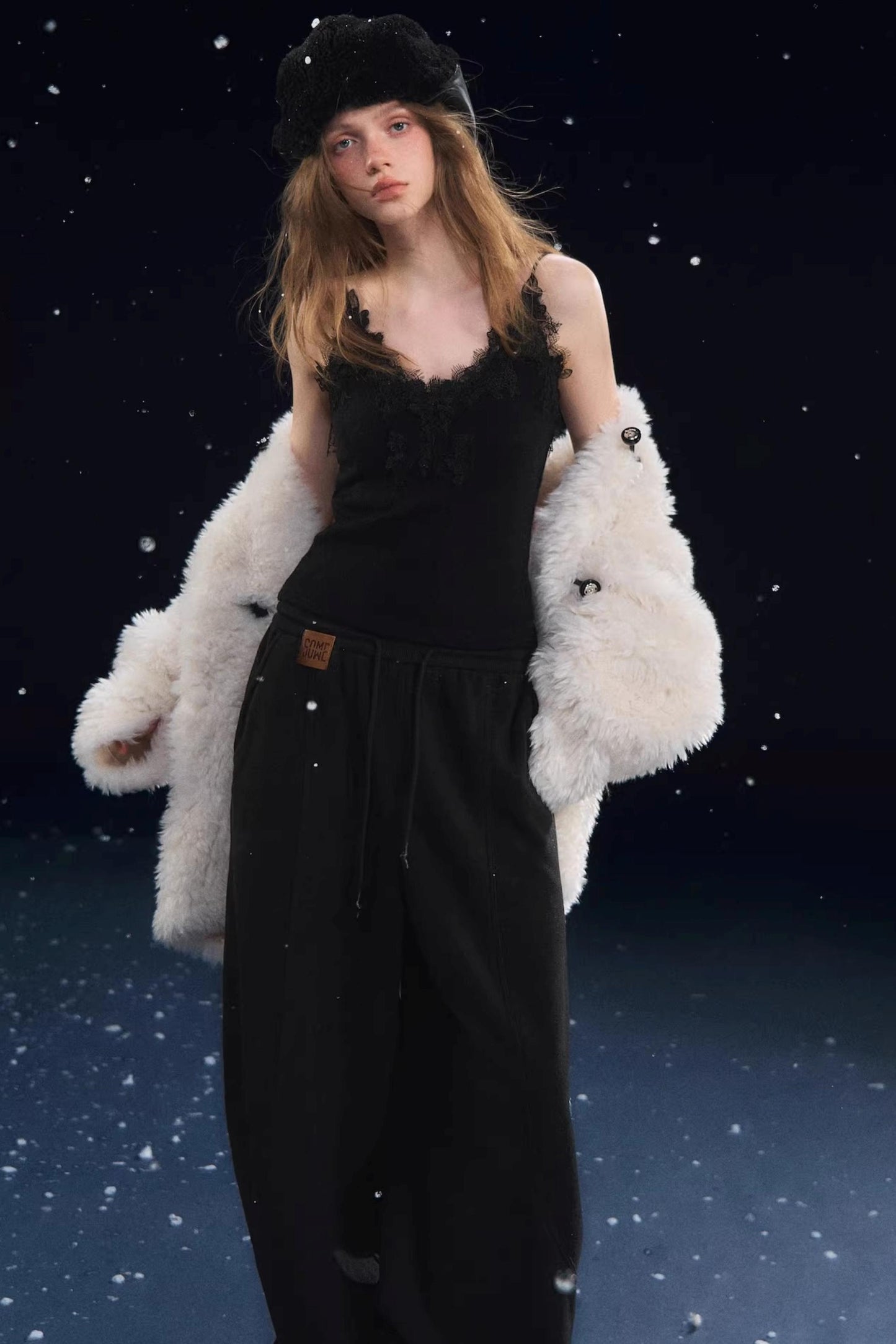 Soft Velvet Texture Lace Camisole