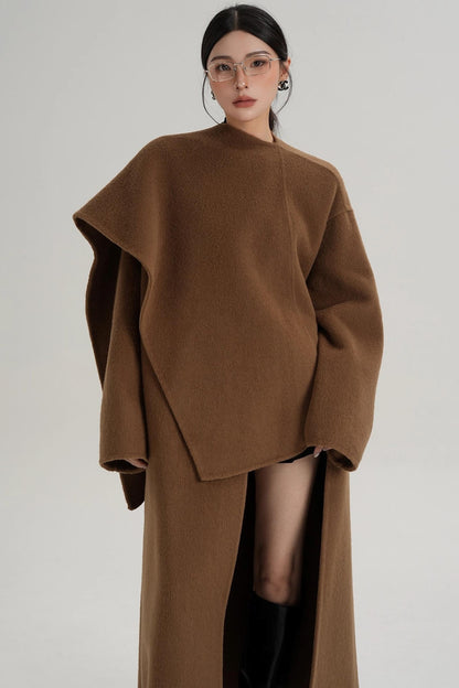 High-End Shawl Collar Wool Long Coat