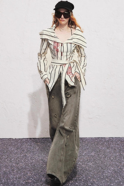 Embroidered Slim Striped Shirt