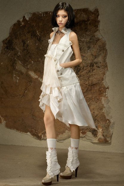 Maglia gotica senza maniche con scollo all’americana