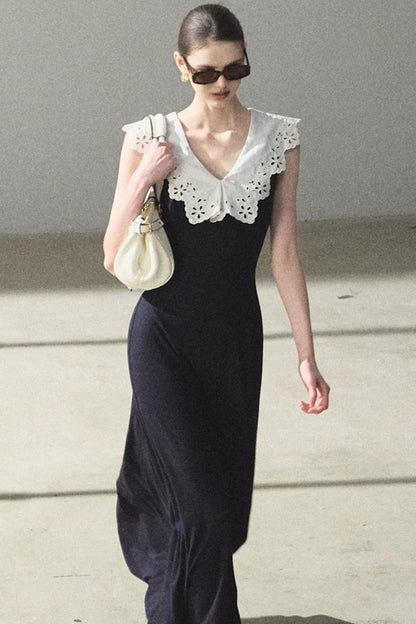 Cotton Sleeveless Backless Waist-cinching Dress