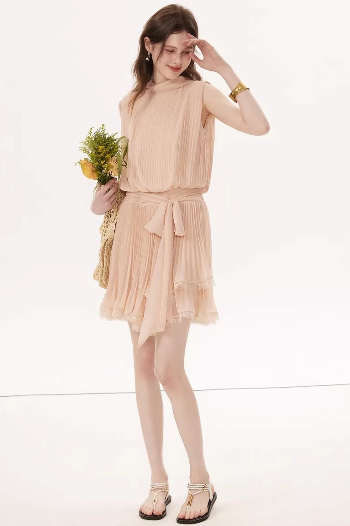 French Textured Bow Dress