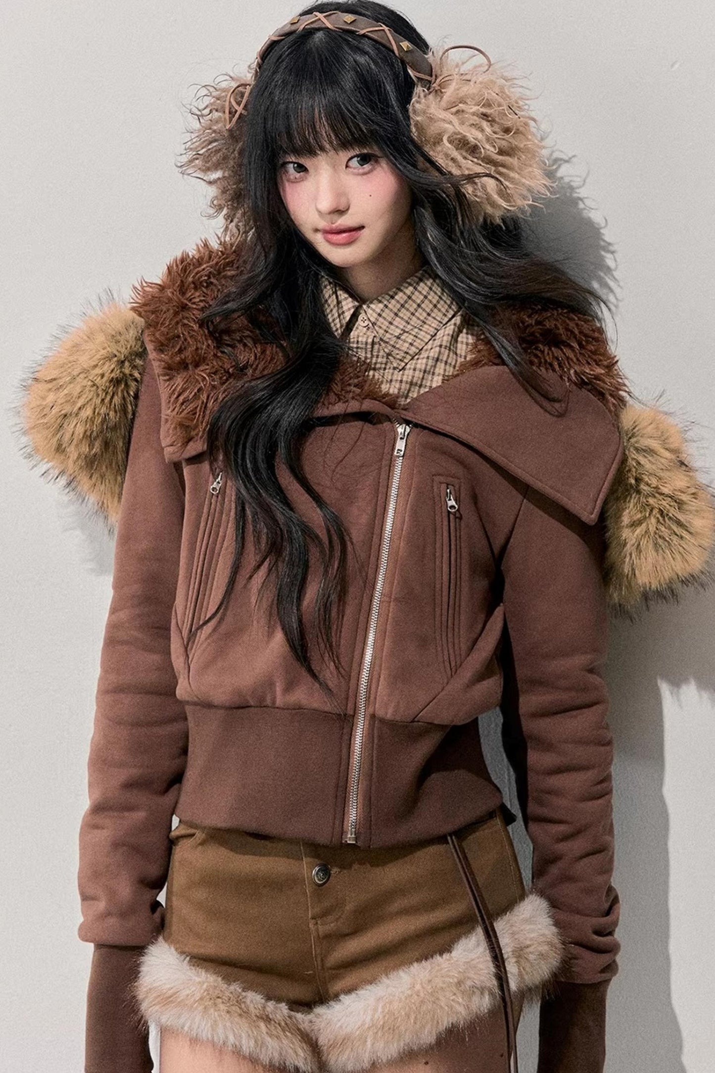 Korean Faux Fur Wide-Leg Pants