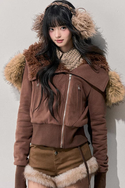 Korean Faux Fur Wide-Leg Pants