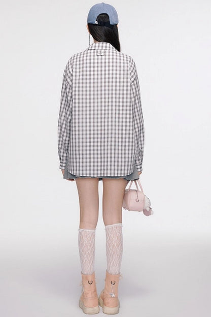 Vintage Bow Pocket Long-sleeved Shirt