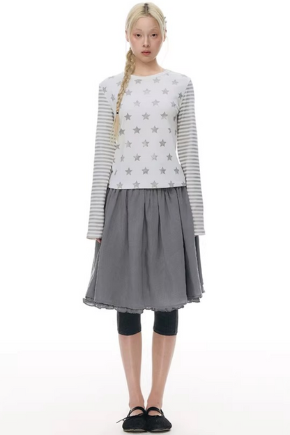 주름 크롭 스커트 셋업