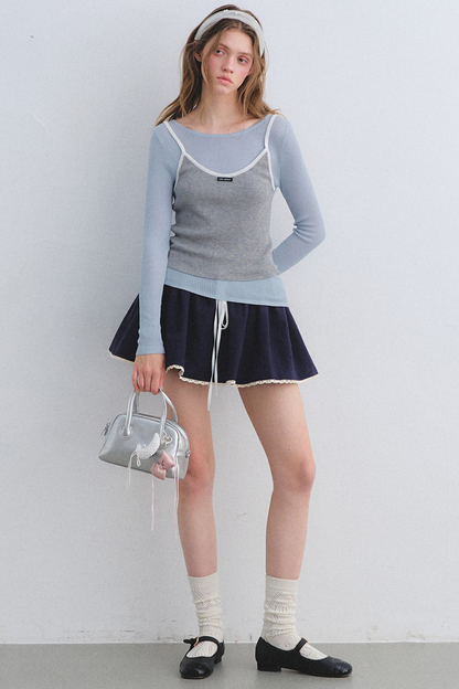 Lace Jacquard Pleated Skirt