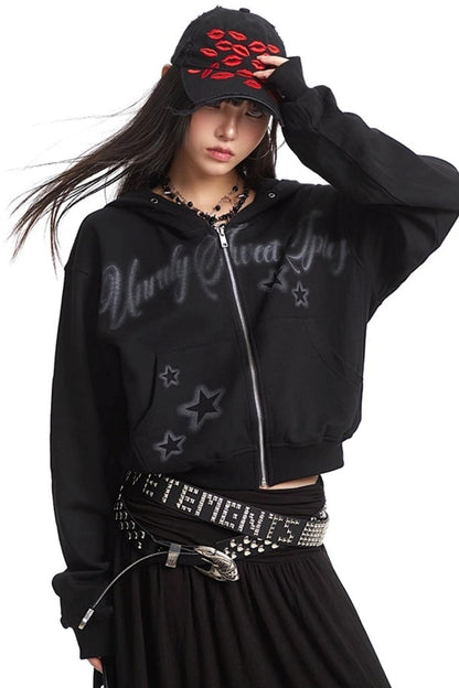 Lazy Zipper Hooded Jacket