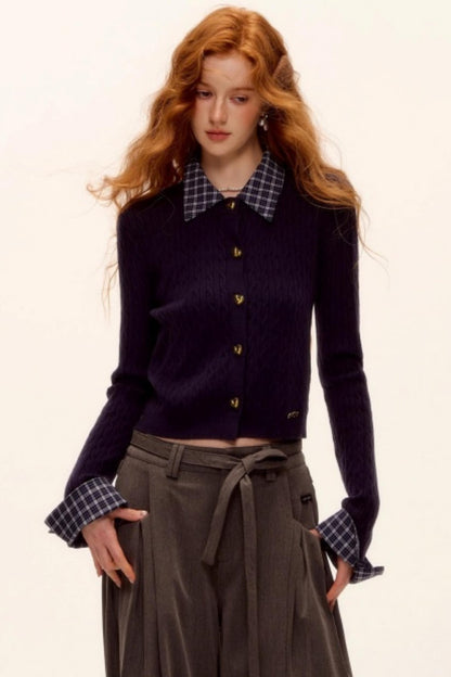 Wool Blend Plaid Knit Top