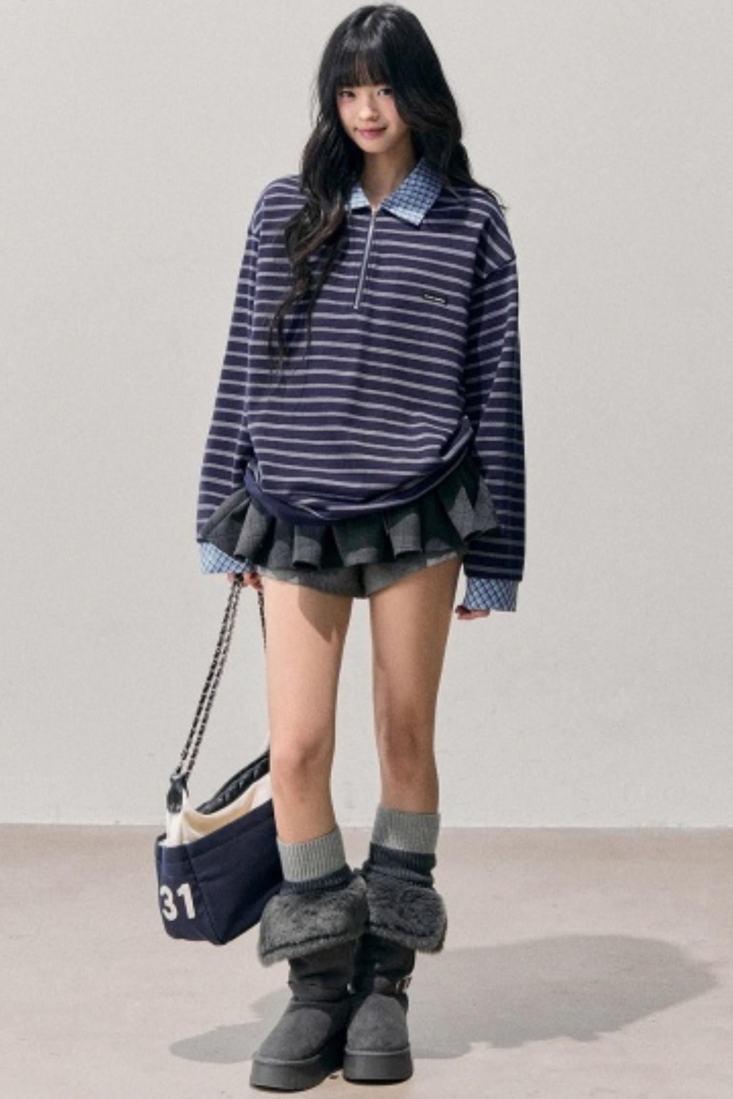 American Striped Polo Top