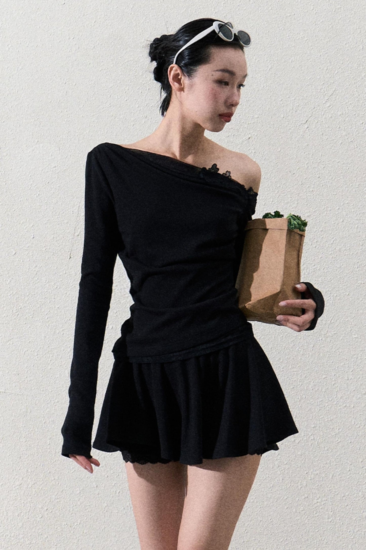 Elegant One-Shoulder Tops Set-Up