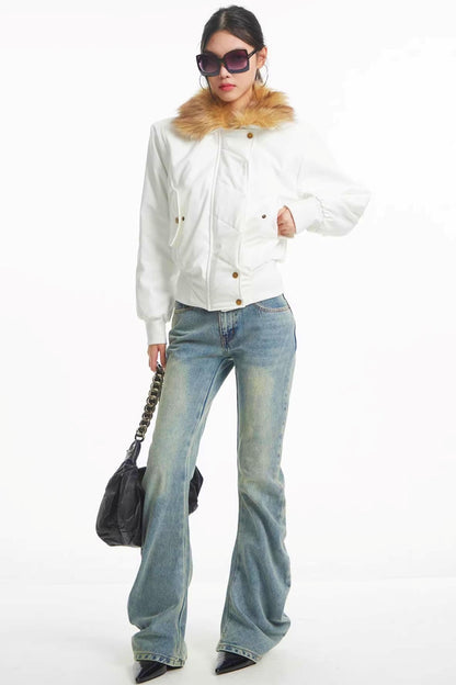 Korean Black Fur Collar Jacket