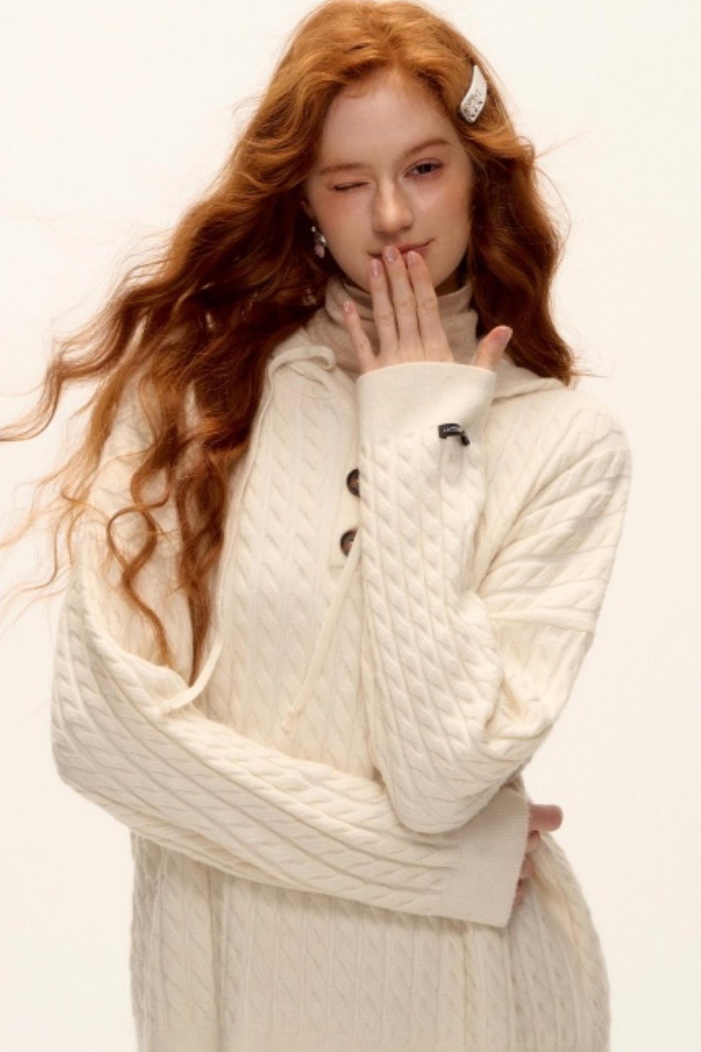 Wool Blend Hooded Knit Set-Up