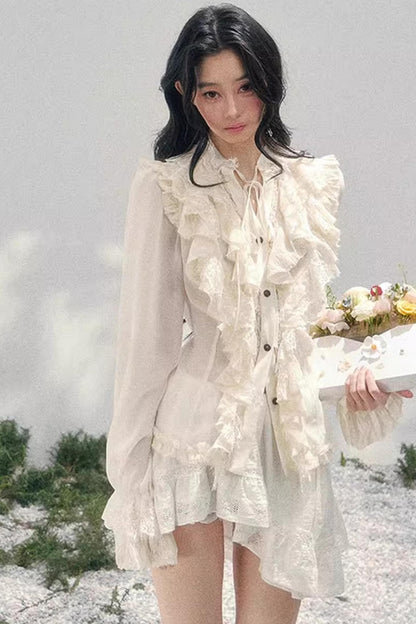 Ruffled Lace Court Top