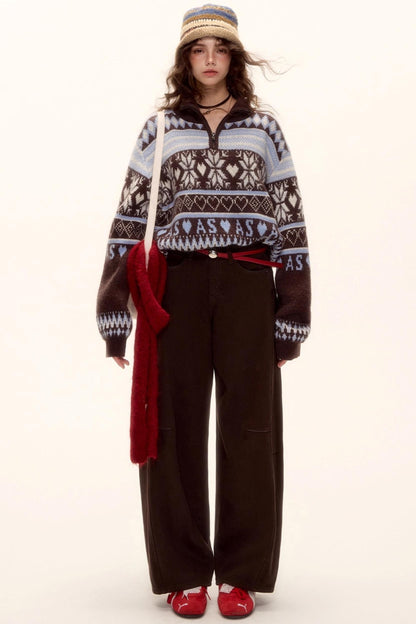 Fair Isle Knit Cardigan Set-Up