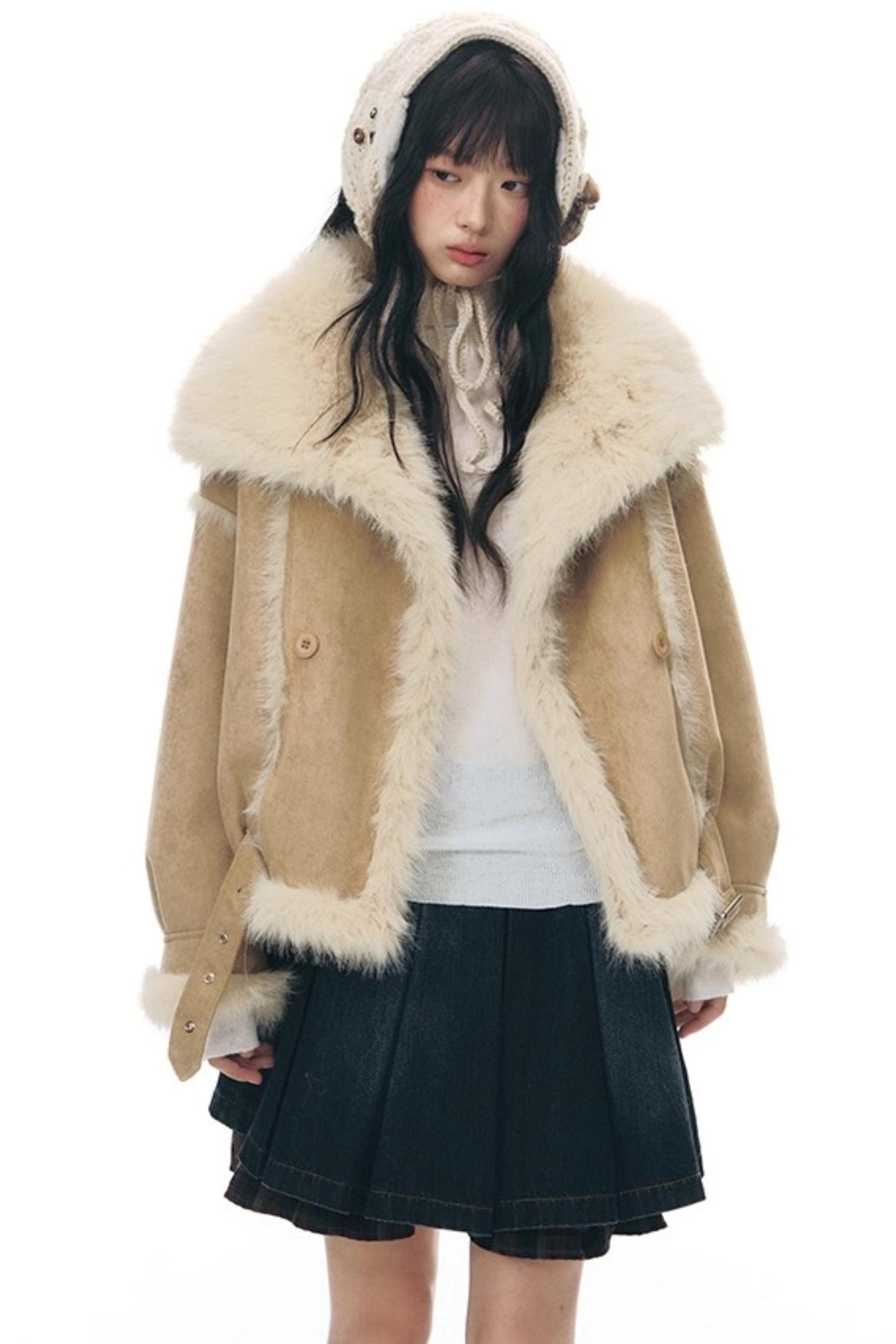 Patchwork Red Plaid Denim Skirt