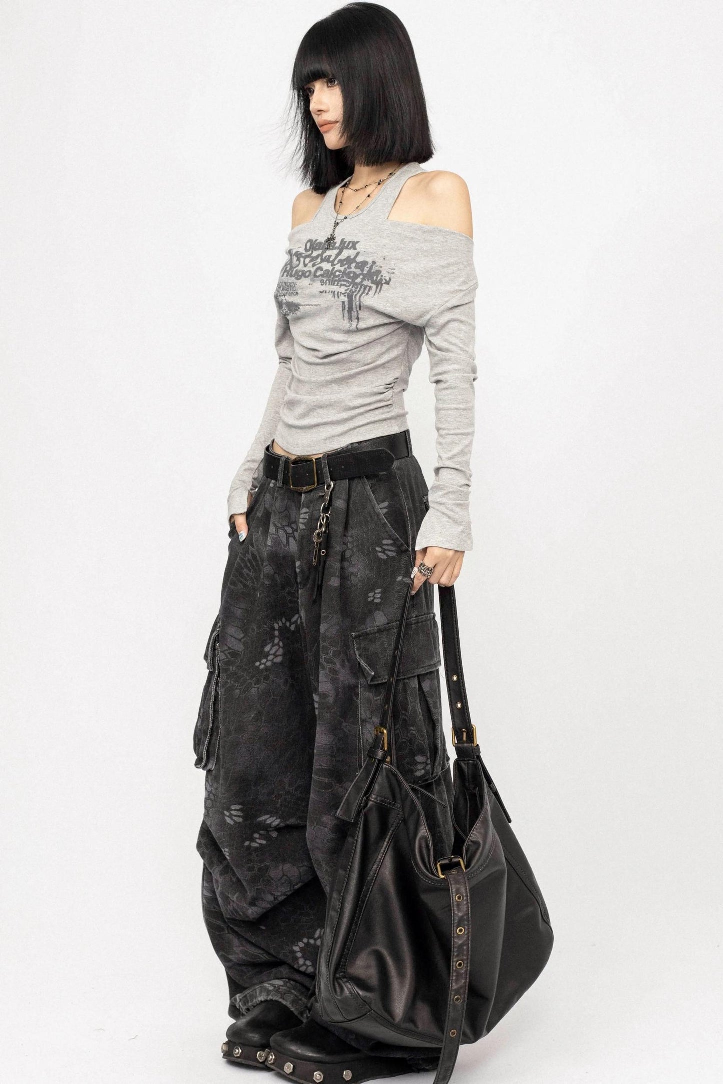 Swing Collar Design Slim T-Shirt