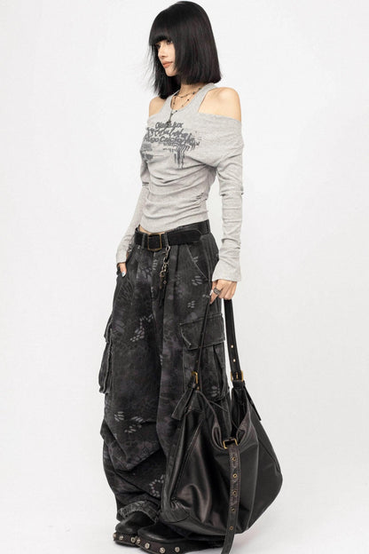 Swing Collar Design Slim T-Shirt