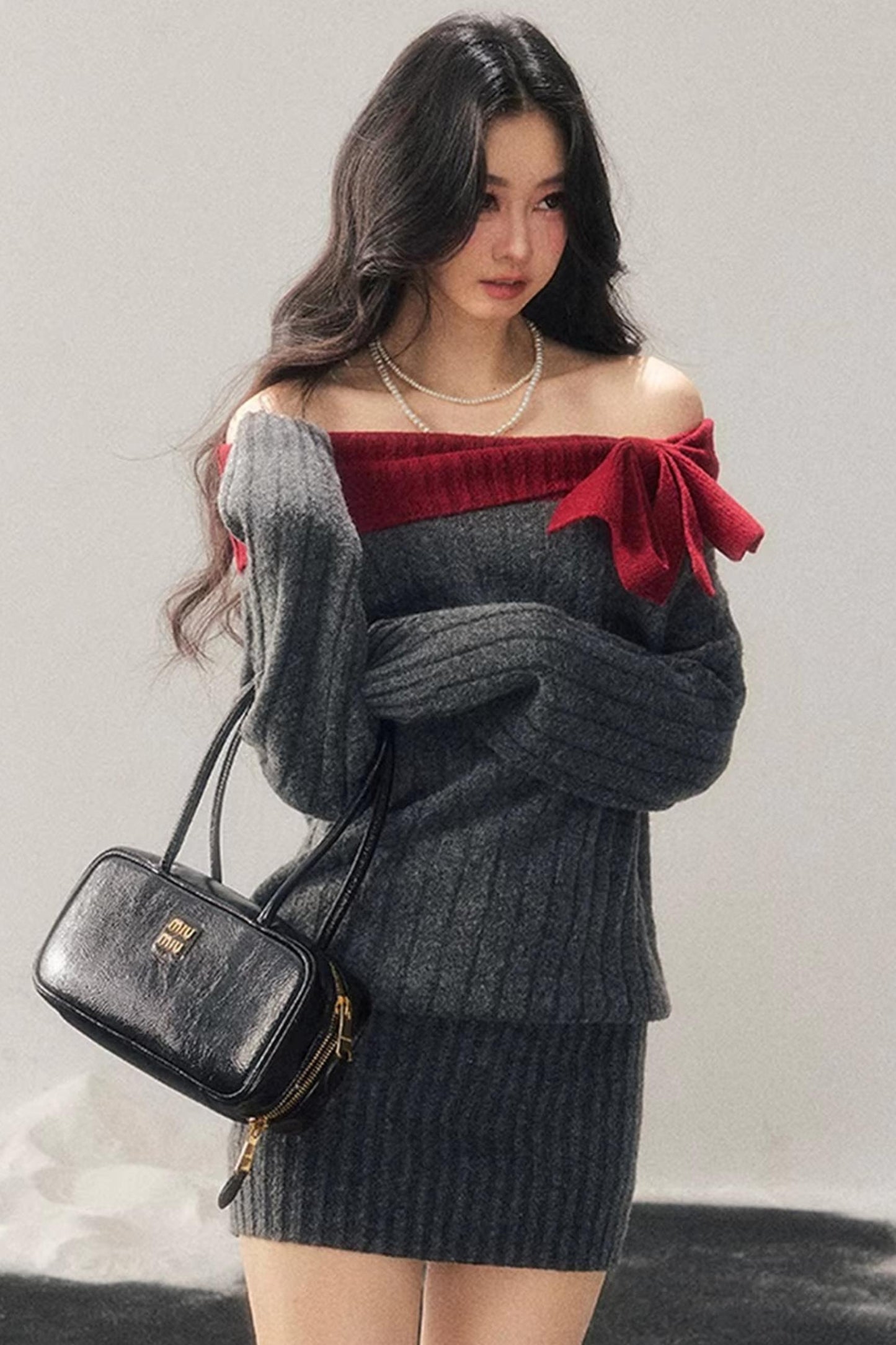 Off-Shoulder American Sweater Dress
