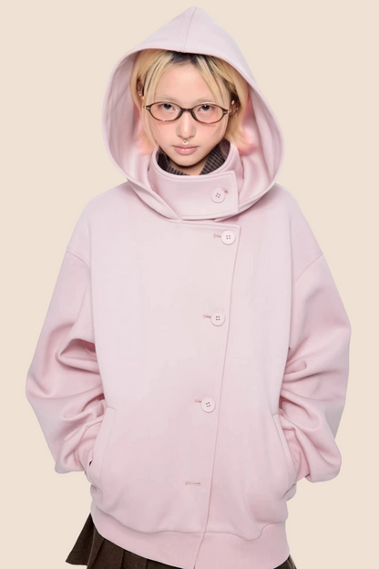 Retro Kapuzen-Sweatshirtjacke