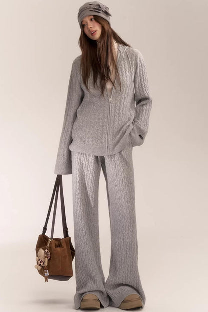 Knitted Jacket Pants Set-Up