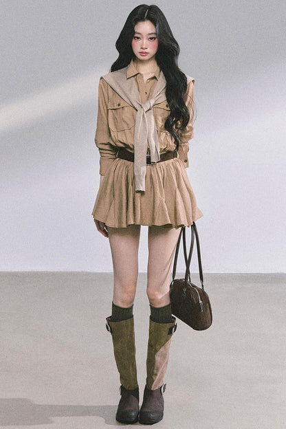 High Wisdom Cargo Dress & Shawl Set