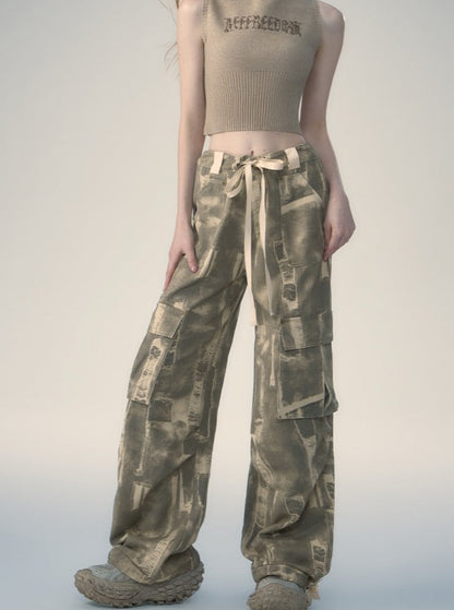American Street Lace-up Loose Camouflage Cargo Pants