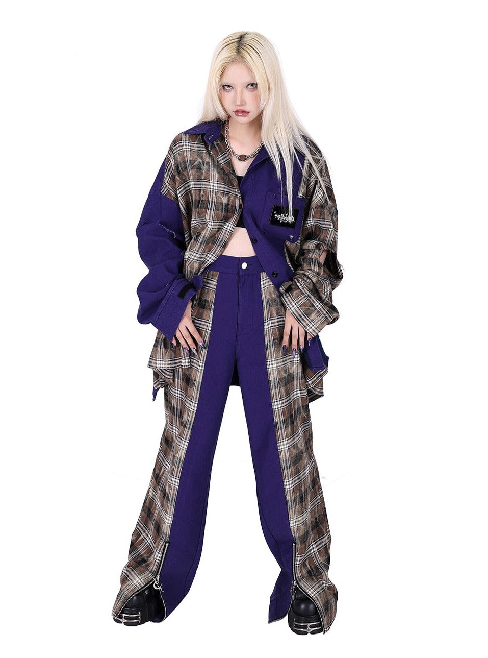 Plaid Casual Wide-Big Hosen