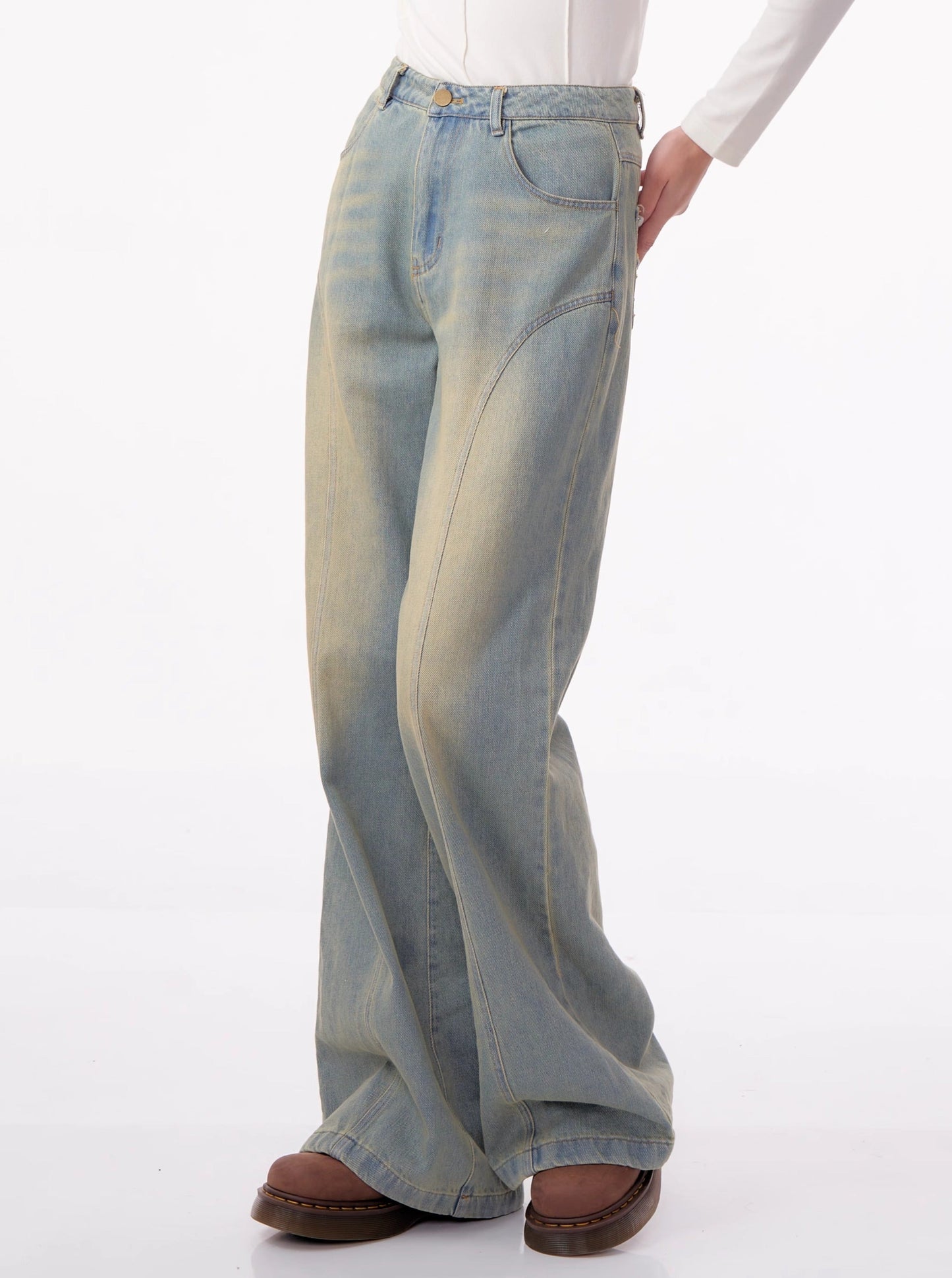 American high waist wide leg jeans pants