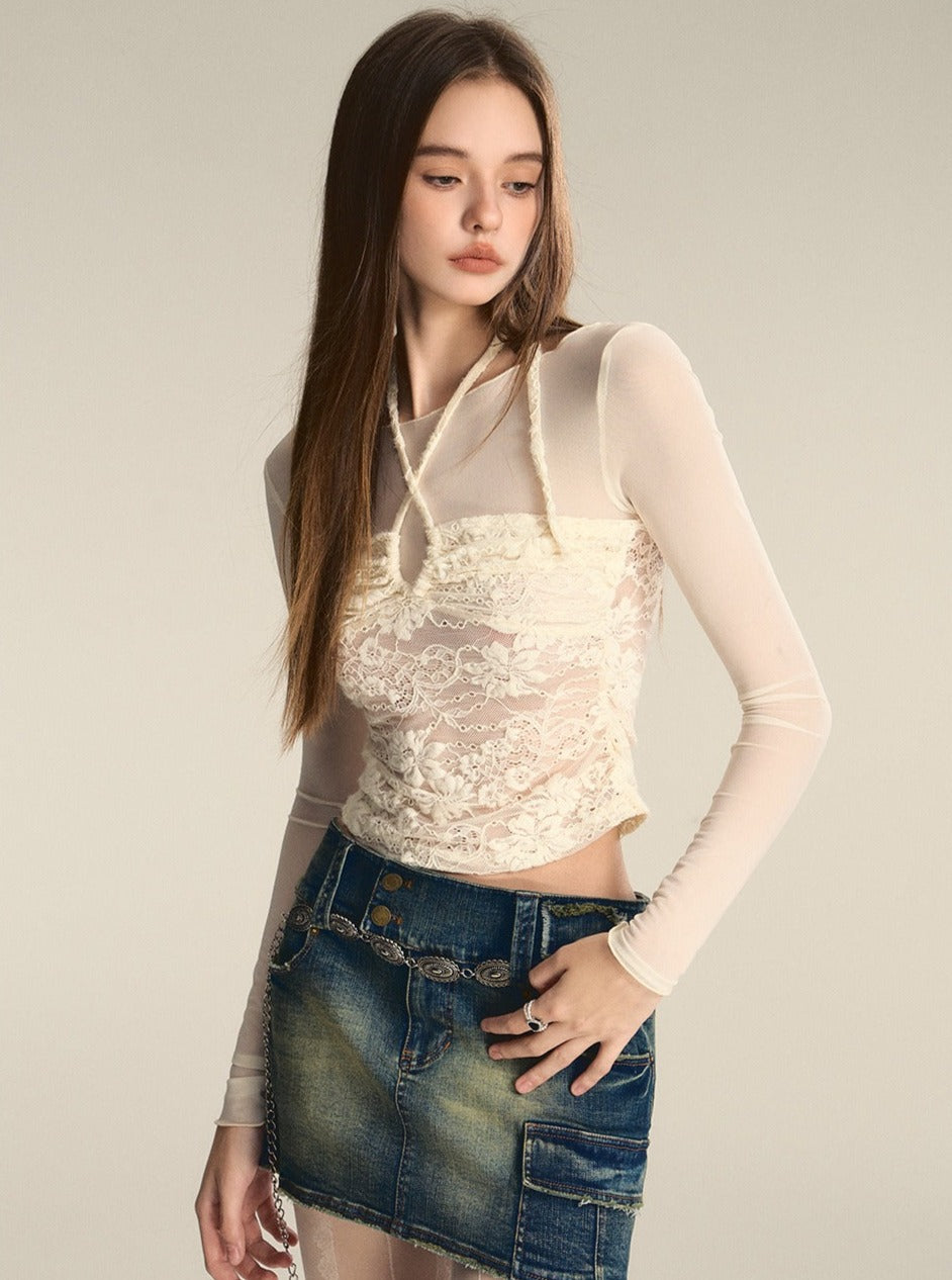 Lace Knitted Mesh Top