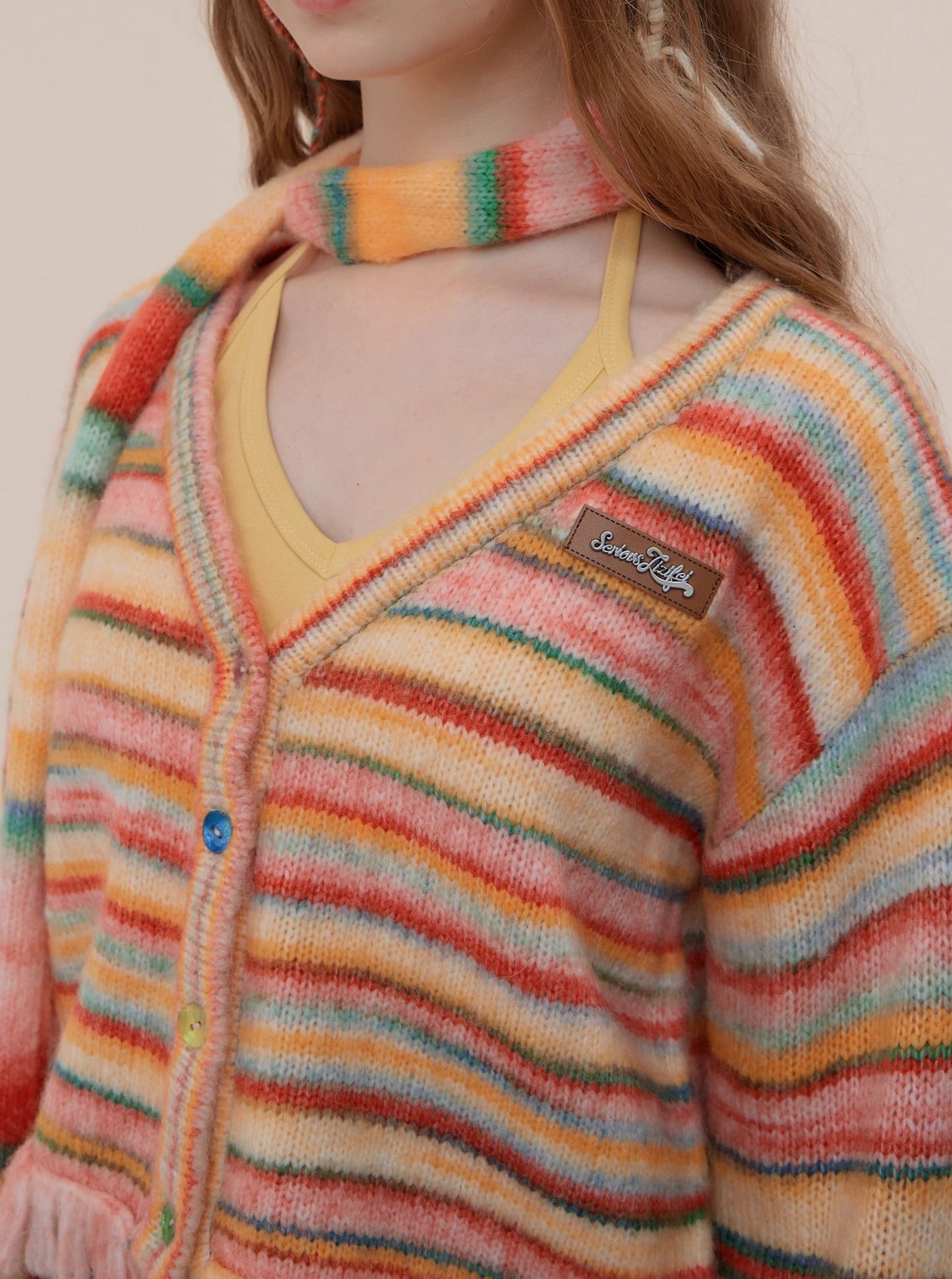 American retro striped cardigan coat