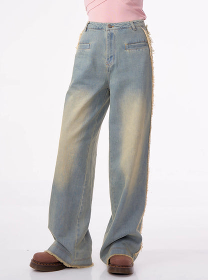 American high waist straight loose slim jeans pants