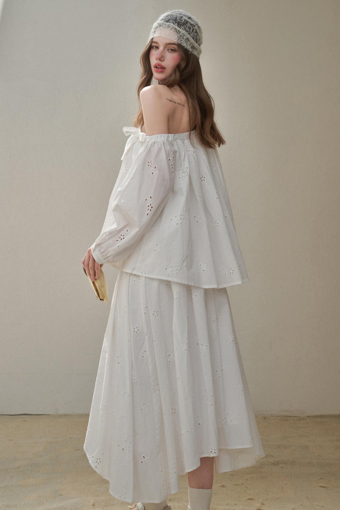 Embroidered Flower Elegant Skirt Set-Up