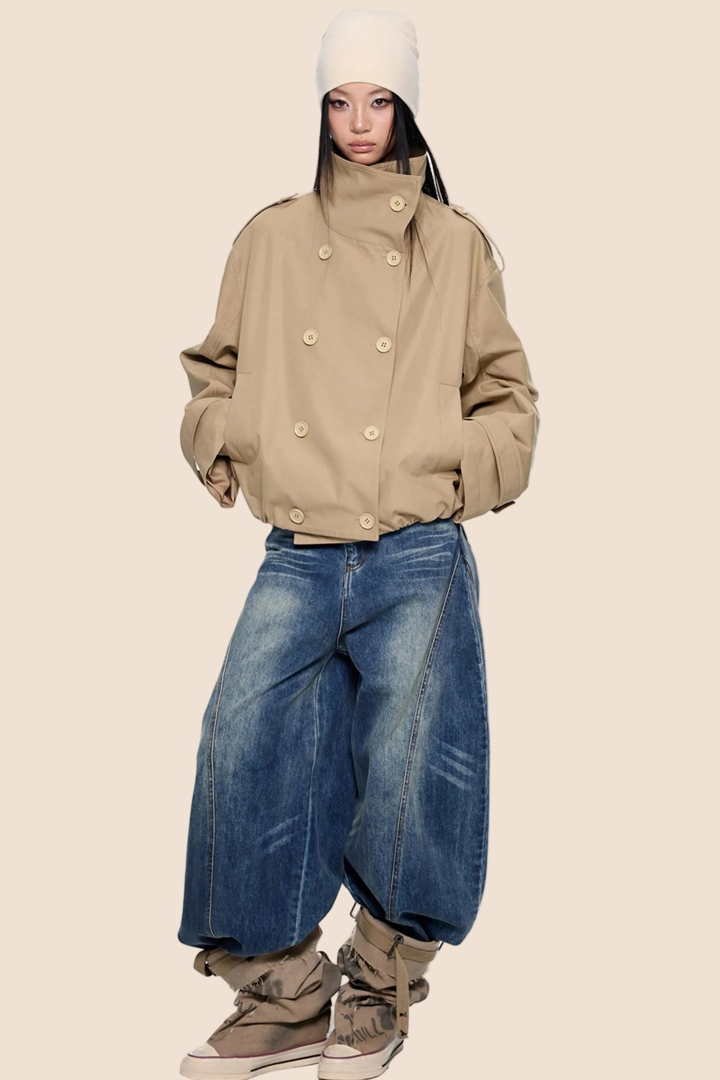 Double-Breasted Retro Trench Coat