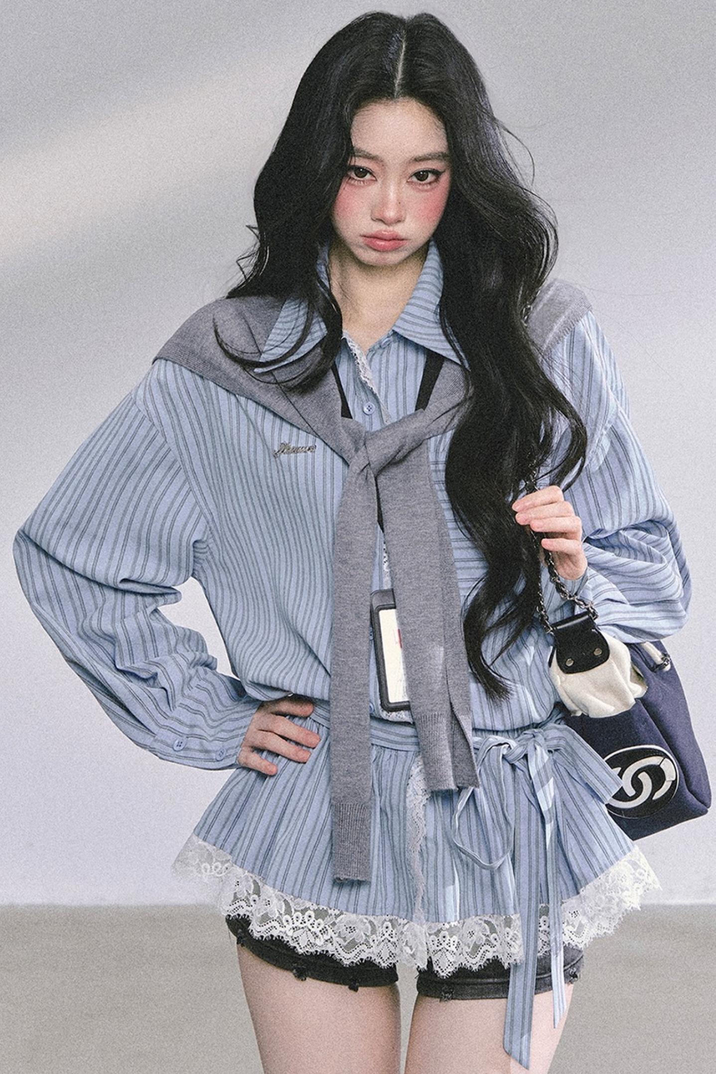 French Lace Stripe Shirt Set-Up