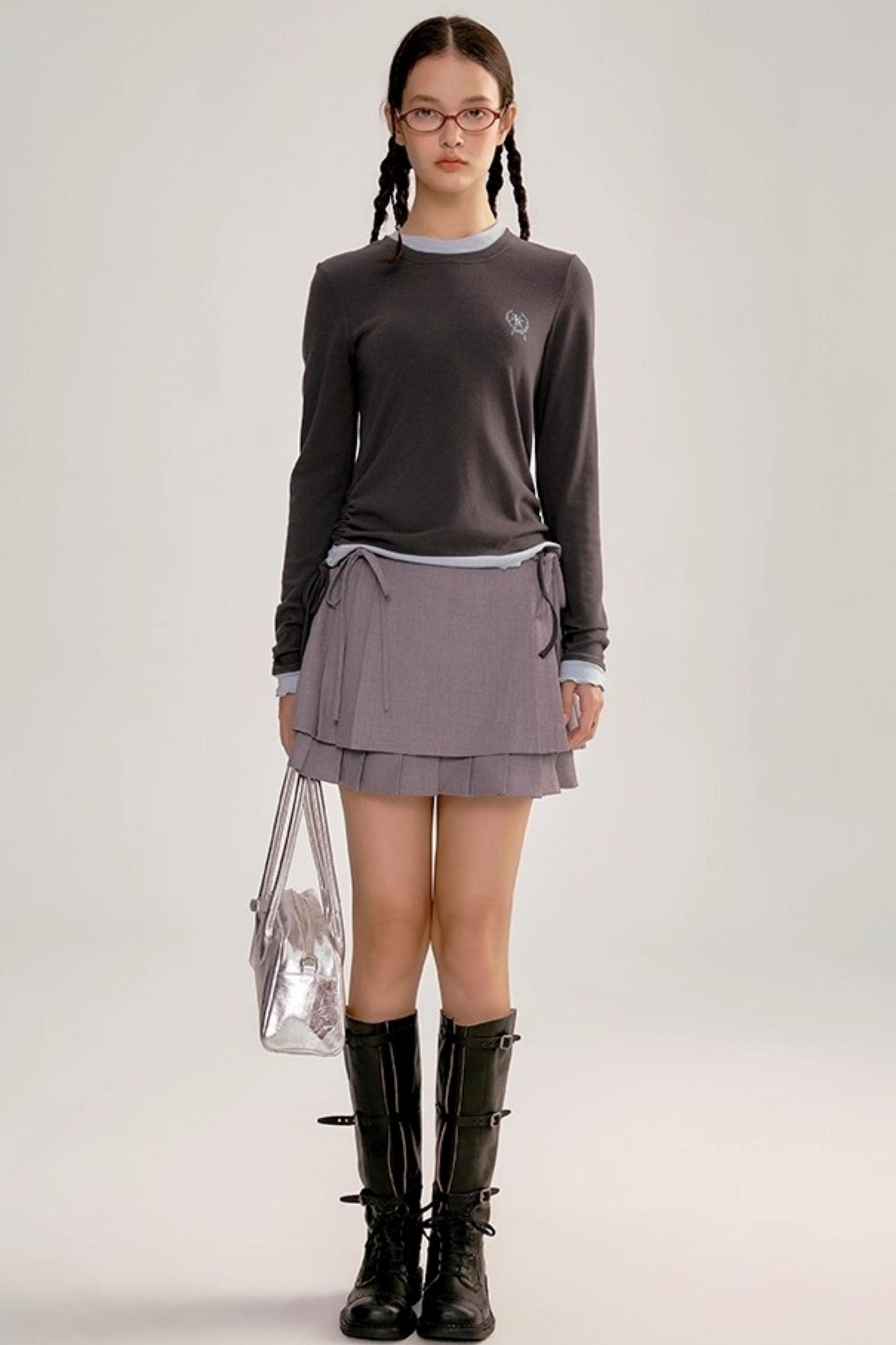 Contrasting Slim Long-Sleeved Top