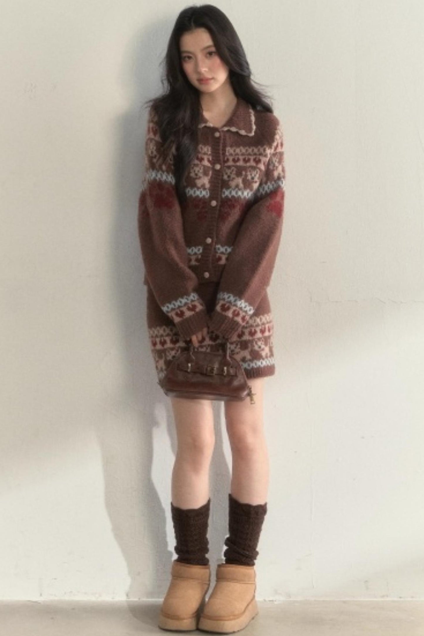 Vintage Knit College Style Sweater Set-Up