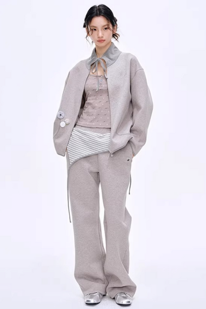 Color-Blocked Cotton Striped Pants