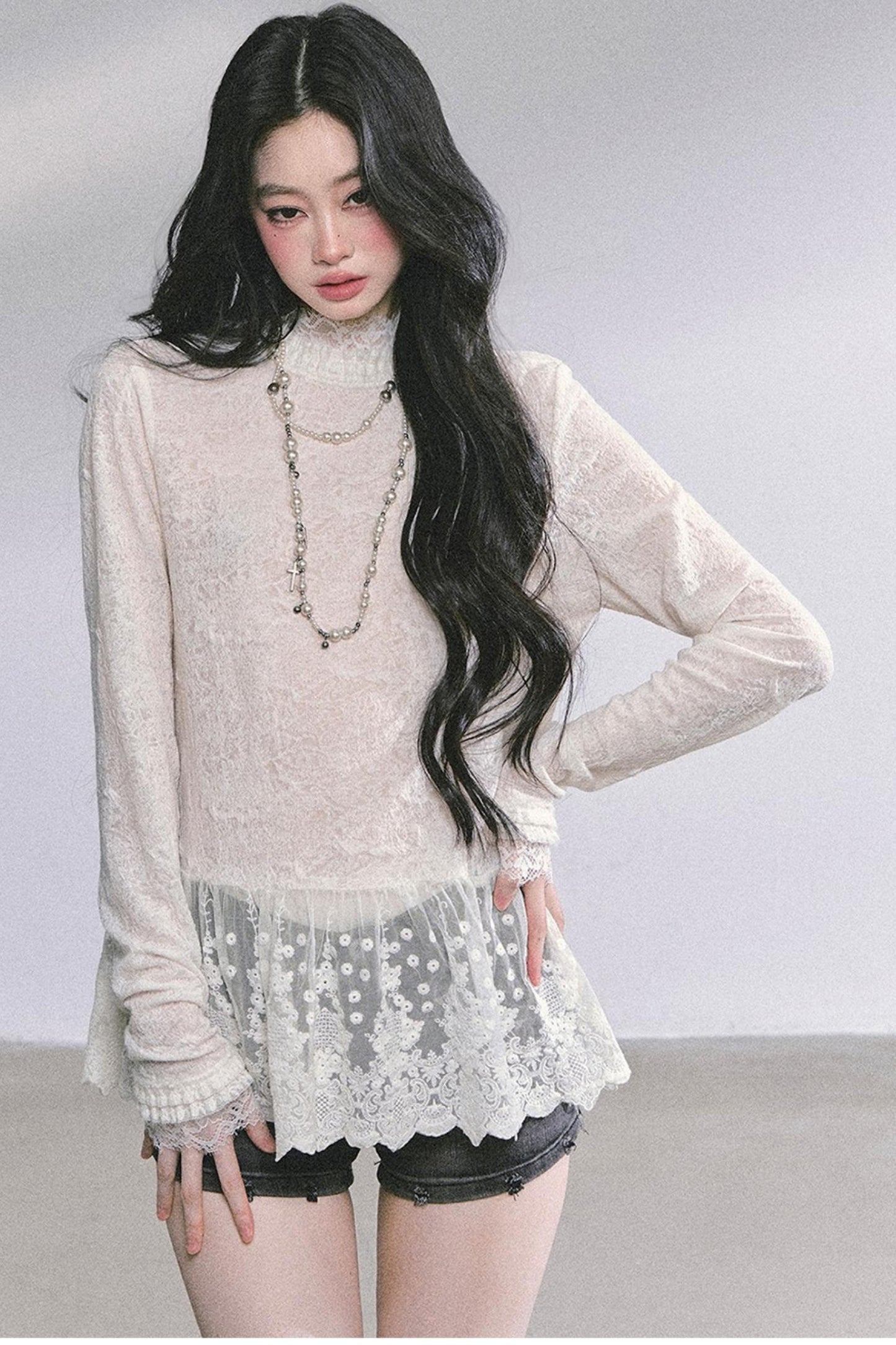 Pure Hollow Lace Top